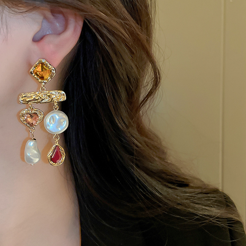 28#실버 바늘 - 골드 - 샴페인 기하학적 태슬