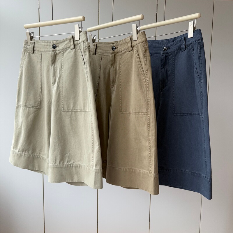 Designer Style, Workwear Style! Twill 100% Washed Cotton High-Waisted Lightweight Loose-Fitting Six-Point Denim Straight-Leg Pants for Women, Summer Designer Style, Workwear Style! Twill 100% Washed Cotton High-Waisted Lightweight Loose-Fitting Six-Point Denim Straight-Leg Pants for Women, Summer