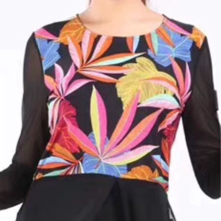 Gitba, топ для латинских танцев, Женская Новая Летняя Одежда для танцев, национальный стандарт, Современная сексуальная сетчатая модная одежда с коротким рукавом