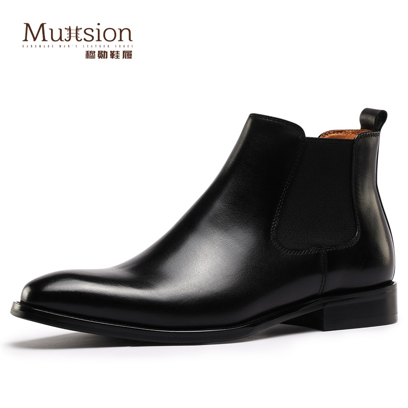 X601【Dropshipping】First-layer cowhide genuine leather Chelsea boots, short boots, men's leather shoes, Chelsea men's shoes