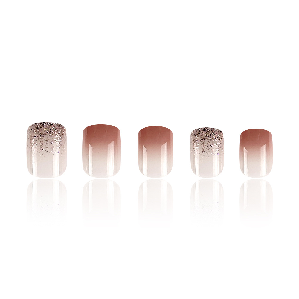 Venta caliente de comercio exterior, piezas de uñas cortas, brillo de hielo puro, parche de uñas postizas, press on nails image 7