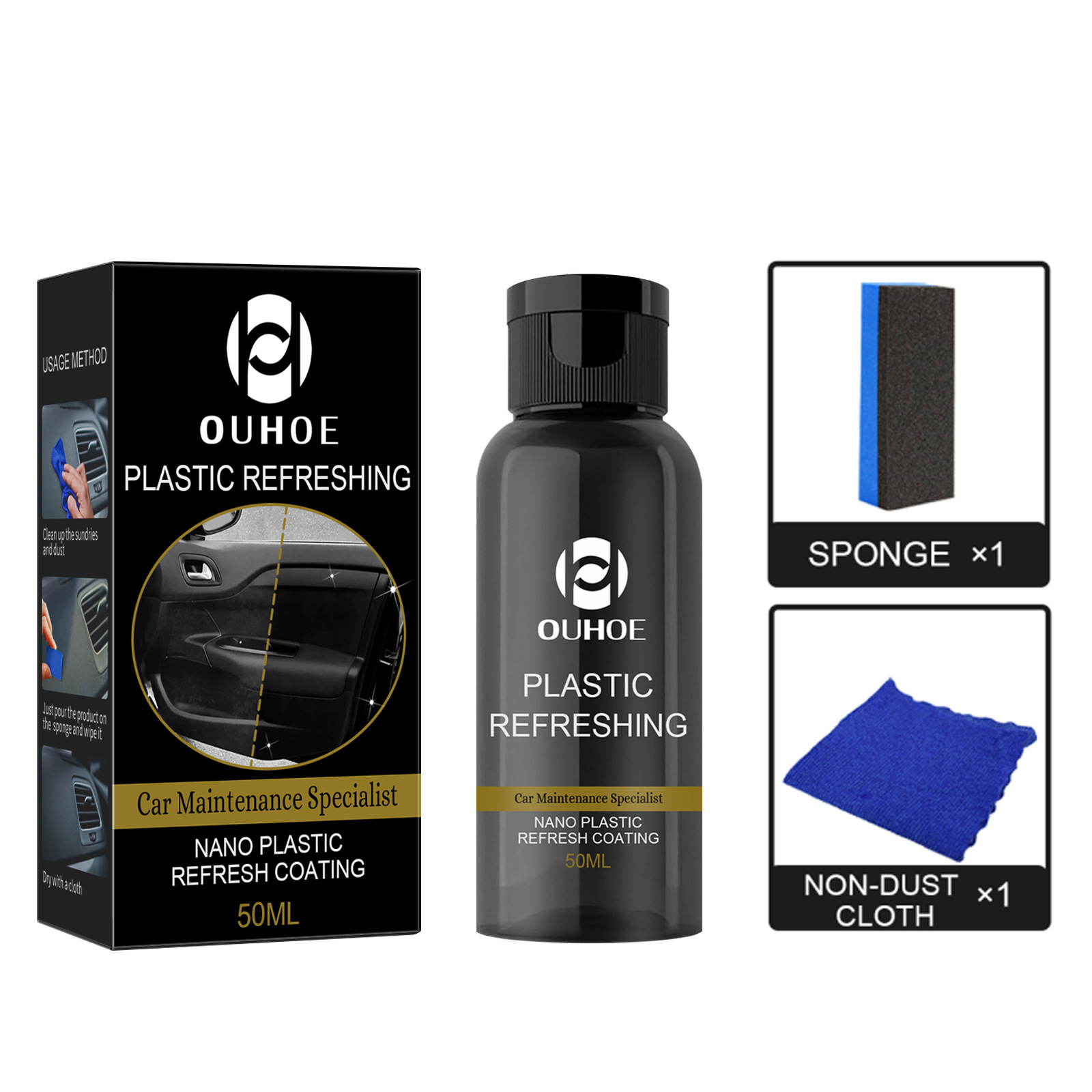 Ouhoe Car Plastic Renovator Care Cleaning Interior Dustproof Polishing Plastic Whitening Maintenance Dashboard