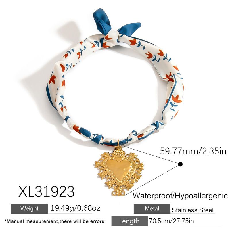 钰汇跨境丝巾项链不锈钢吊坠necklace轻奢高级感百搭设计钛钢项饰|undefined