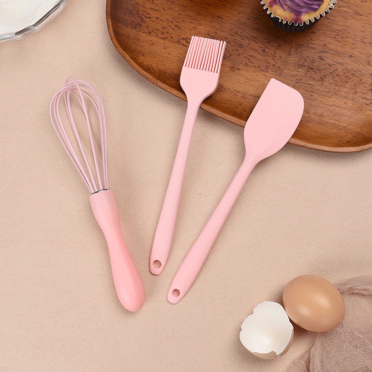 Baking Tool Set Silicone Scraper Oil Brush Scraper Baking Three-Piece Egg Beater Manual Food Grade Mixing Shovel