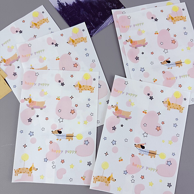 New Pink Heart-Shaped Puppy Paper Bag, High-Value Small Card, Journal, Small Gift Packaging, Packing and Shipping DIY Bag