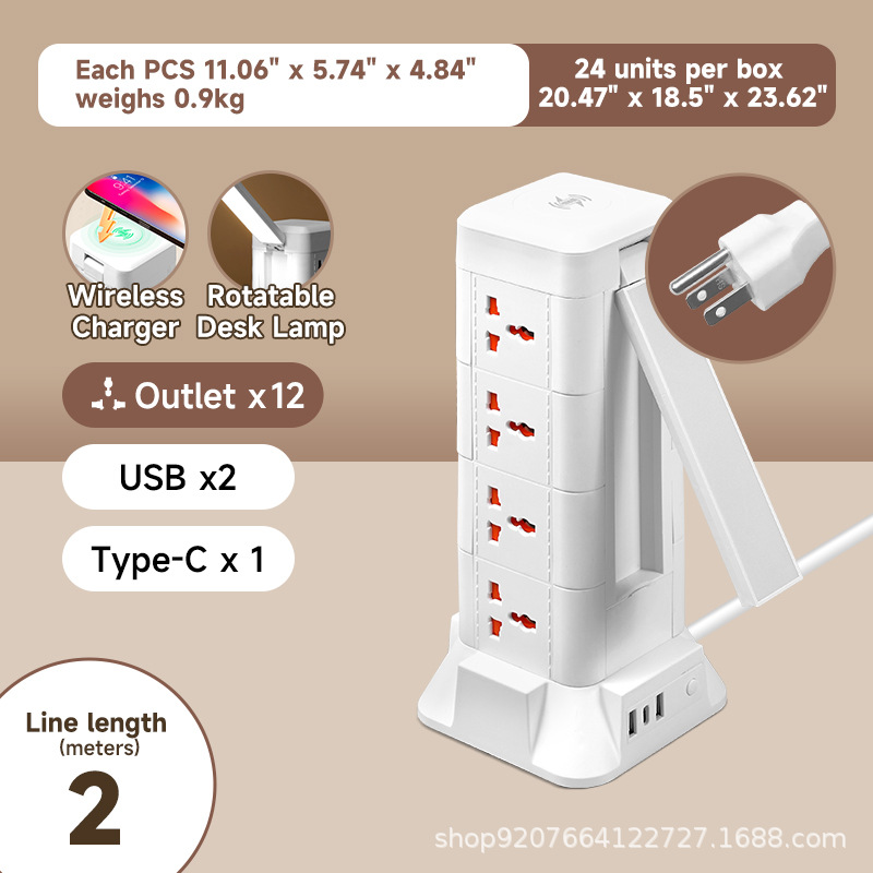 EE. UU. 3 pies-2 metros-4 capas/USB/cargador inalámbrico/luz nocturna
