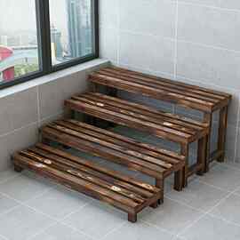 碳化实木花架室内室外多层置物架阳台装饰客厅落地多肉植物架