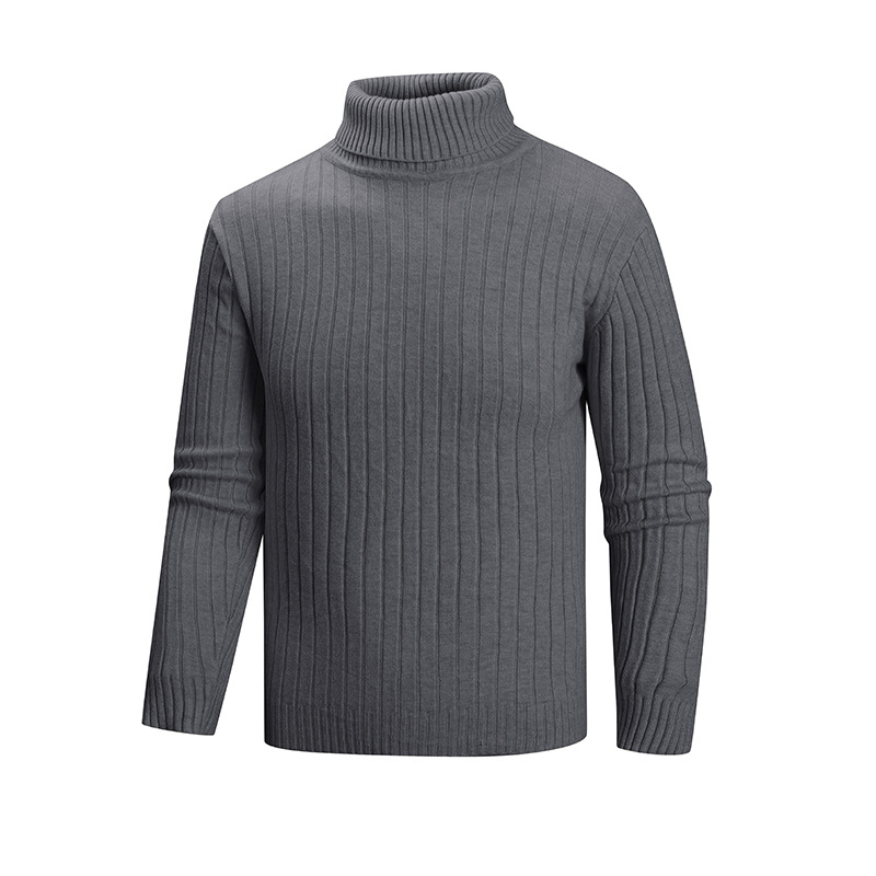 Maglione a collo alto a righe da uomo – Pullover a coste autunno/inverno (bianco/albicocca/blu navy/verde militare, M-4XL)_voghion.com