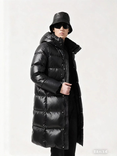 Premium Black Gold Goose Down Jacket - High-End, Thickened and Extended Couple's Set for Men and Women - Autumn/Winter Warmth Over-the-Knee Hooded Down Jacket