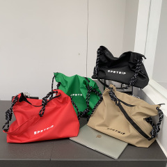 喬戈夏新款休閒包包女簡約字母大容量單肩大包牛津布斜挎包托特包