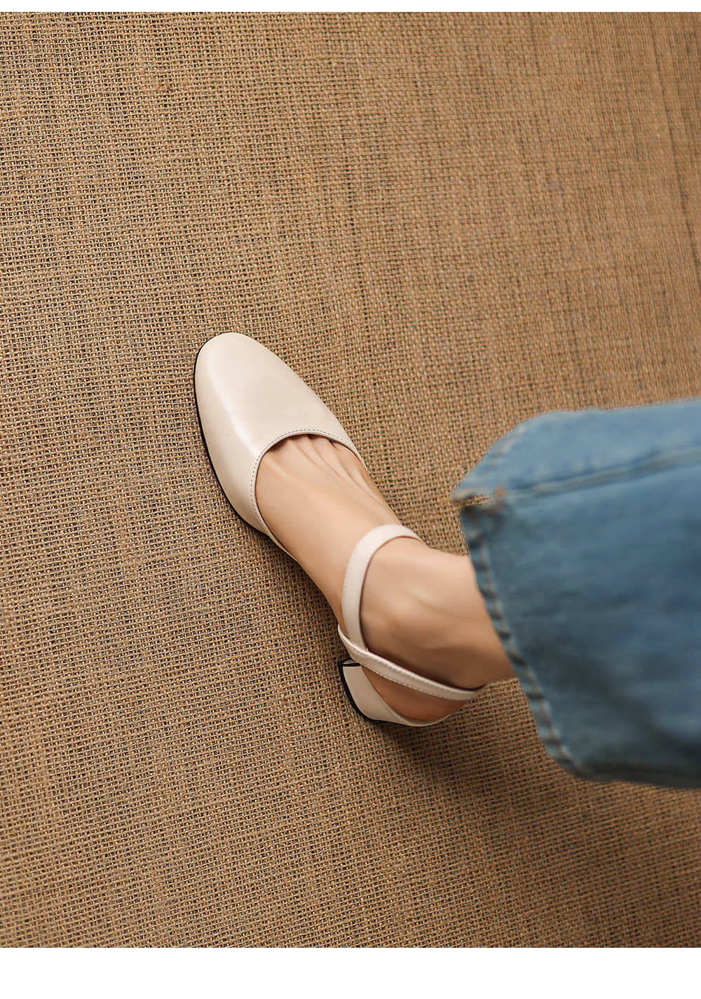 Sandal cao gót nữ quai ngang mũi kín gót 5 cm phong cách Hàn Quốc — đen chi tiết 12