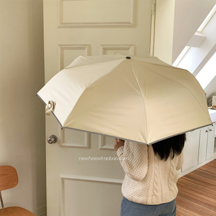 Summer Sunshade Umbrella Japanese Butter-Colored Umbrella for Women, Dual-Use for Sun and Rain, High-Value Portable Black Coating Umbrella, Manual Folding Umbrella