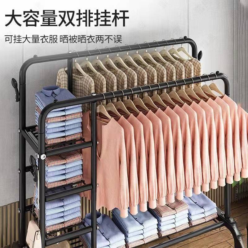 晾衣架落地折叠室内家用加粗加厚晒衣架挂衣架子卧室简易衣帽单杆|undefined