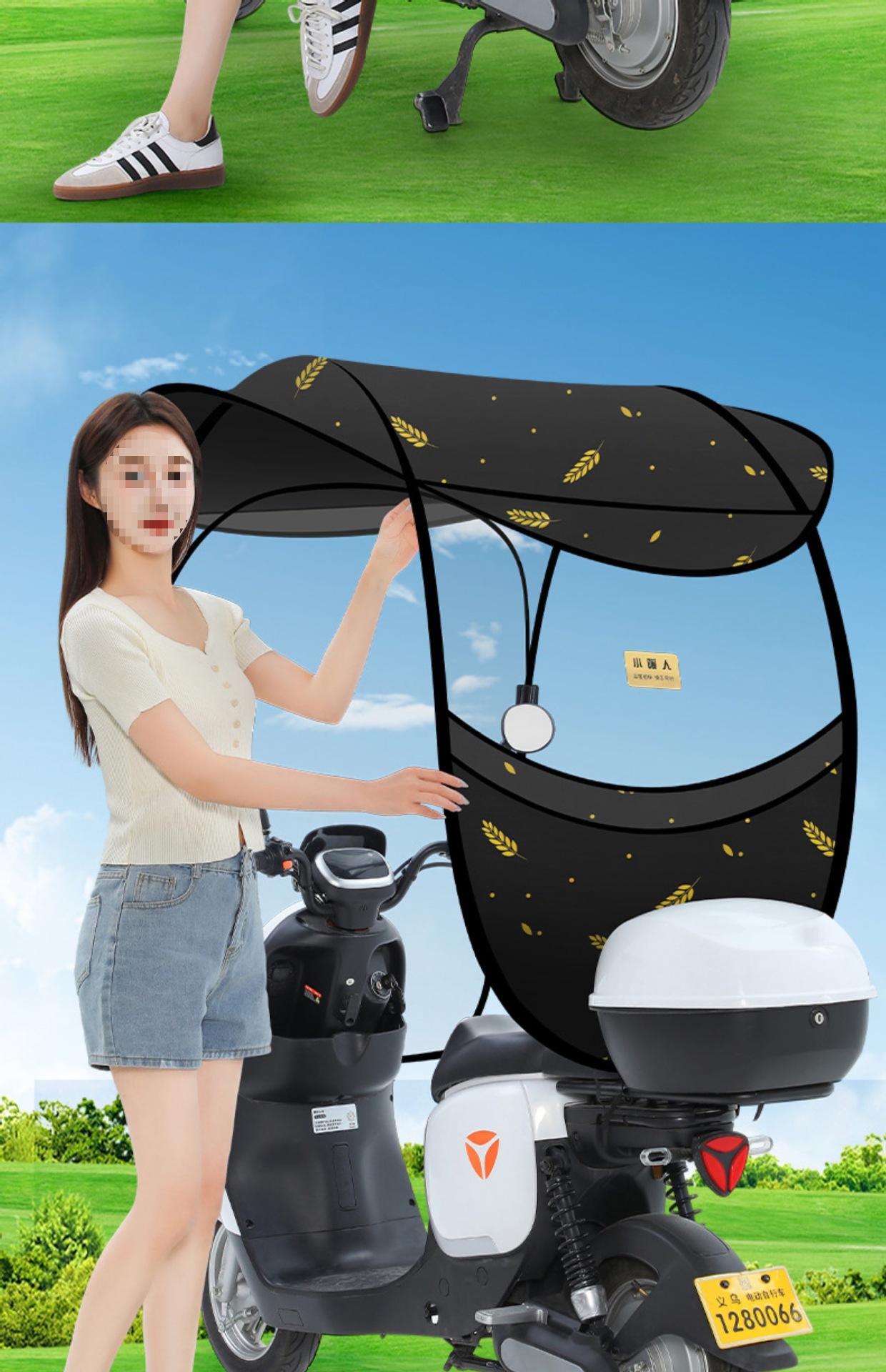 New Model Electric Scooter Rain Shelter, Electric Bike Sunshade, Rainproof Canopy for Electric Motorcycles, Wholesale