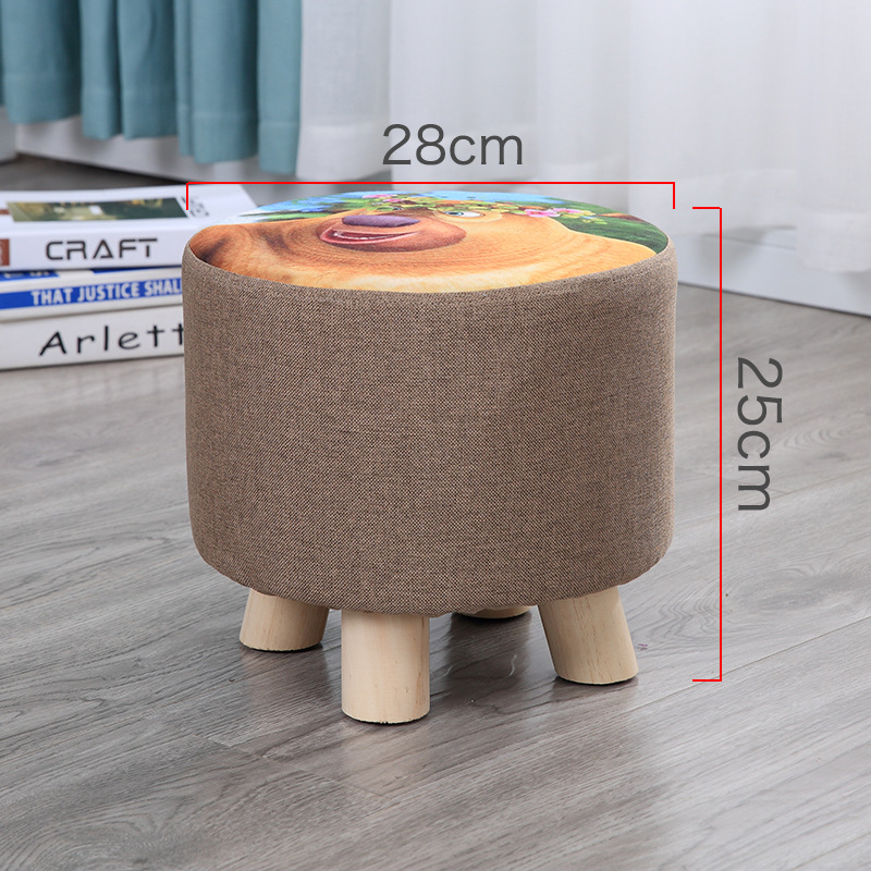 Taburete pequeño Internet celebridad hogar tela taburete bajo sala de estar creativa sofá taburete lindo taburete redondo zapatos Cambio de heces perezoso banco pequeño