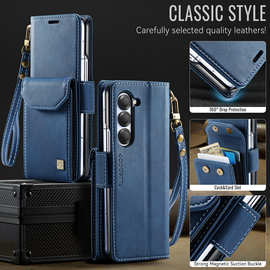 适用Samsung ZFold6手机壳三星ZFold5折叠机风琴卡包防盗刷带挂绳