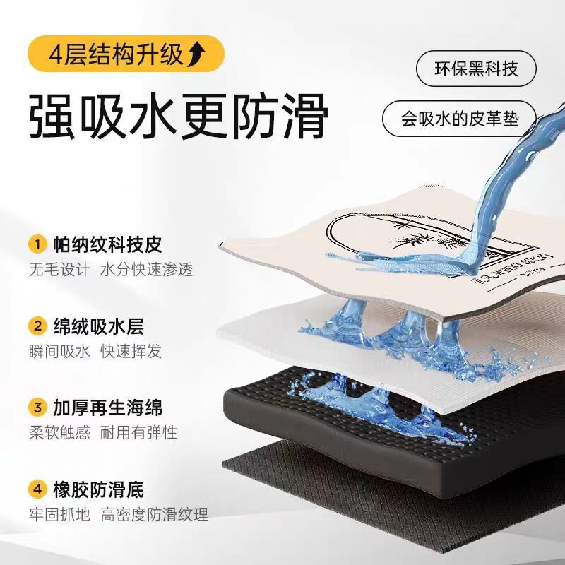 仿牛皮纹kitty浴室地垫卫生间门口专用厕所脚垫淋浴房防滑地毯子|undefined