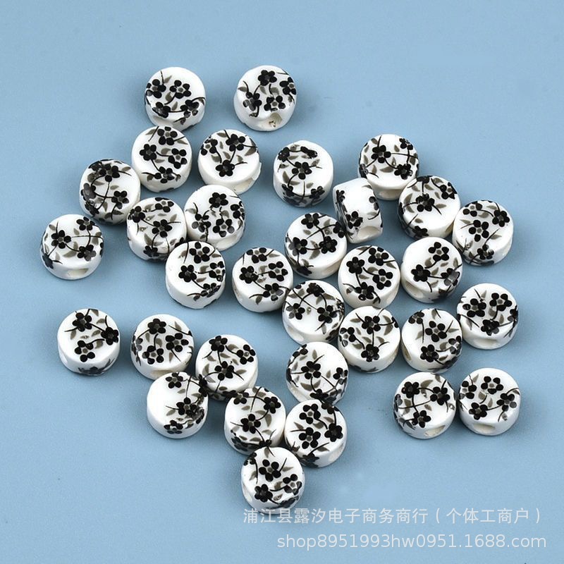 Flores de cerámica oblata esmalte de color decal de cerámica flores de estilo chino hechas a mano DIY collares pulseras pendientes accesorios