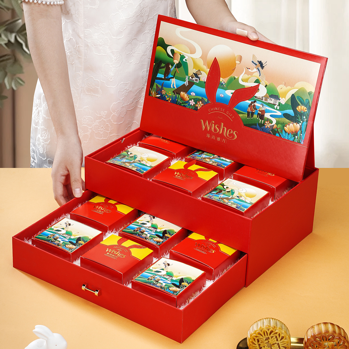 月饼包装盒空盒礼品盒手提空盒广式流心蛋黄酥盒中秋月饼盒可加印