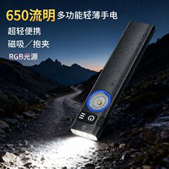 新款650流明超长续航 磁吸强光手电筒 户外便携迷你巡逻登EDC手电