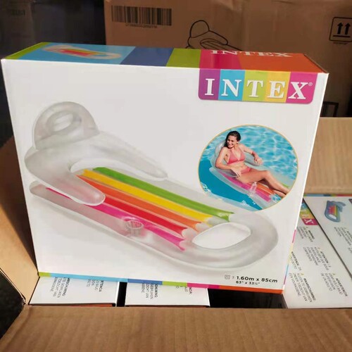 INTEX 58802 Inflatable Floating Pool Lounge Chair for Single Person, Thick Beach Pad Equipment