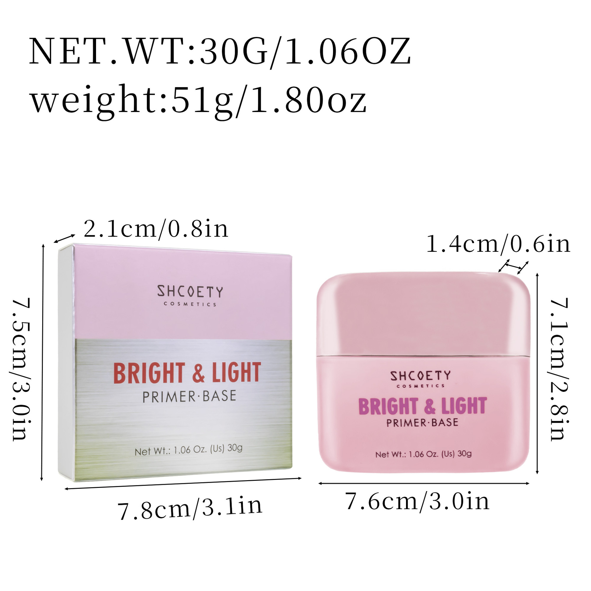 SHCOETY Eye Natural Isolation Moisturizing Primer Facial Base, invisible pores, no clogging Powder primer Specification drawing