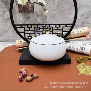 Bone china stew soup pot new drum-shaped Buddha jump wall dessert high-end Chinese Club Hotel