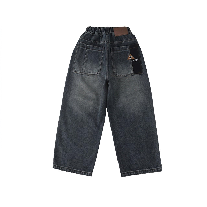 Casual denim broek voor jongens, nieuwe stijl, wijde pijpen, medium en large, modieuze broek voor jongens voor de lente en herfst._voghion.com