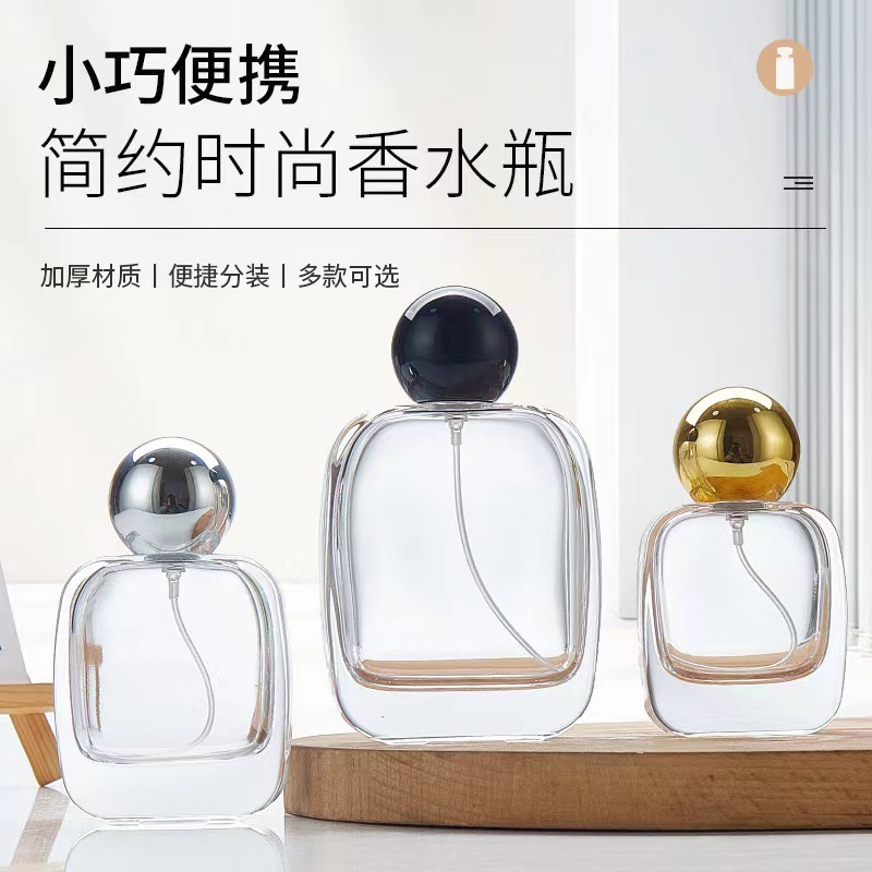 厂家现货透明厚底玻璃瓶高端卡口香水瓶30ml50ml100ml