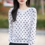 波点v领夏季宽松开衫