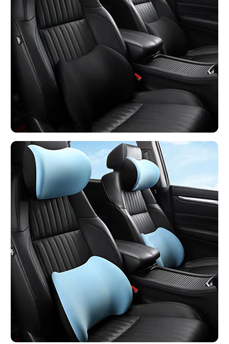 Wholesale car headrest and lumbar support, memory foam lumbar support, comfortable and breathable car lumbar support, long-sitting car pillow, neck support pillow