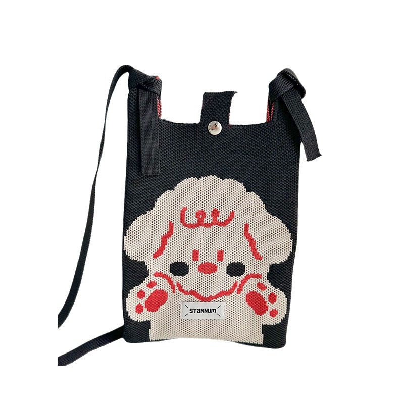 Nuevo lindo cachorro de punto mini bolso de teléfono móvil versátil viaje pequeño bolso de cambio portátil bolso de mujer