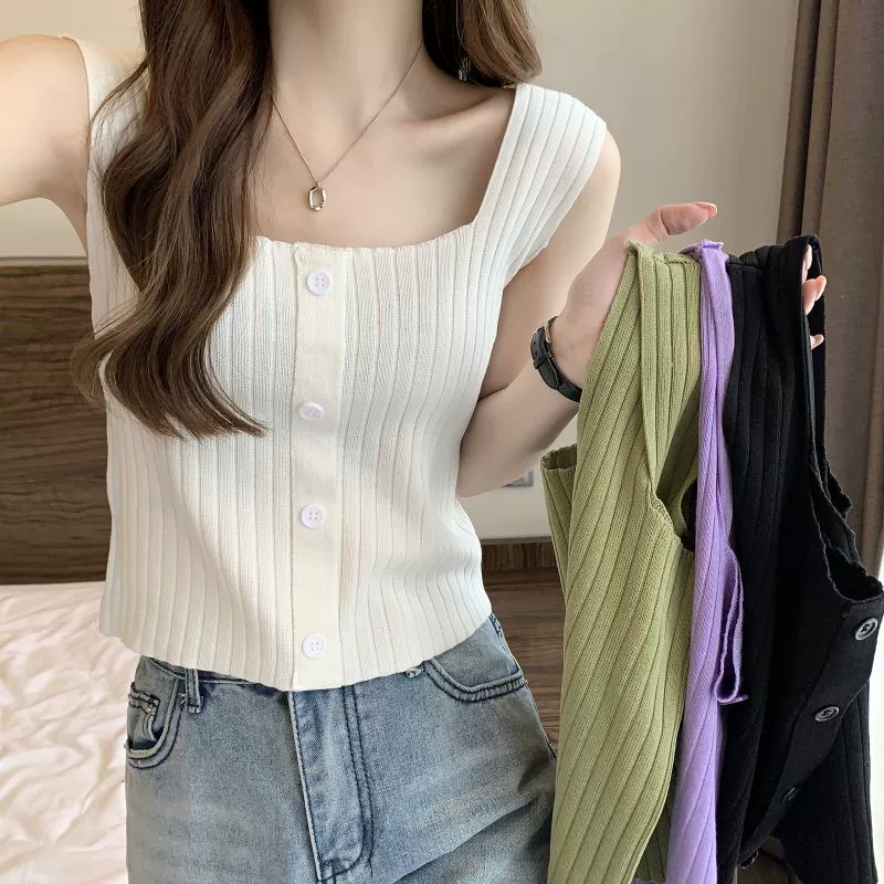 Большой размер женская толстая MM2025 осенью и летом носить французский шикарный ремень для подтяжки нижнего трикотажного жилета