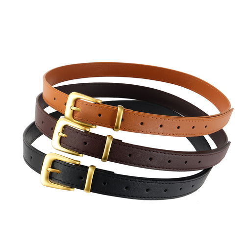 New stylish Korean version men's and women's versatile decorative jeans with a high-end sense of simplicity and gold needle buckle belt