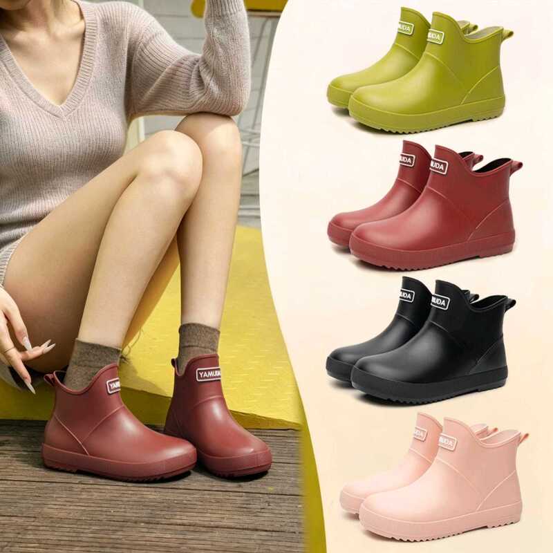 Four Seasons Fashion Rain Boots Women's Waterproof Non-Slip Rain Boots Student Cold-Proof Warm Rain Boots Low Short Kitchen Rubber Shoes Four Seasons Fashion Rain Boots Women's Waterproof Non-Slip Rain Boots Student Cold-Proof Warm Rain Boots Low Short Kitchen Rubber Shoes