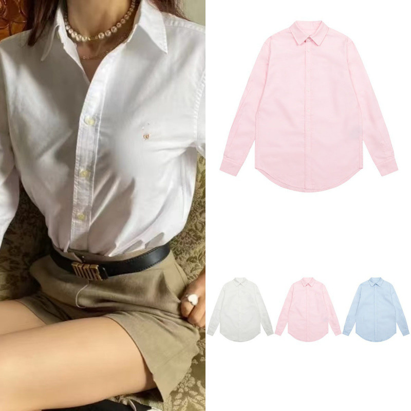 Rl Ralph Polo Colorful Pony Embroidered Lapel Shirt for Men and Women, Pure Cotton Cardigan Top, Long-Sleeved Loose Fit Rl Ralph Polo Colorful Pony Embroidered Lapel Shirt for Men and Women, Pure Cotton Cardigan Top, Long-Sleeved Loose Fit