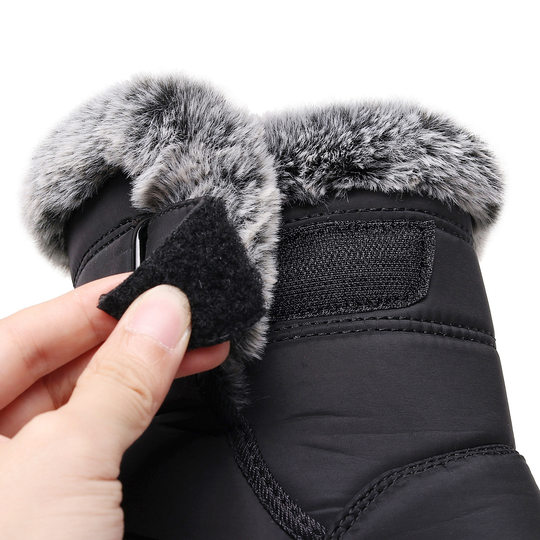 2025 Cross-Border Outdoor Rabbit Plush Snow Boots for Women Widened Velcro Mid-Calf Cotton Shoes Waterproof Women's Cotton Boots European Size 45