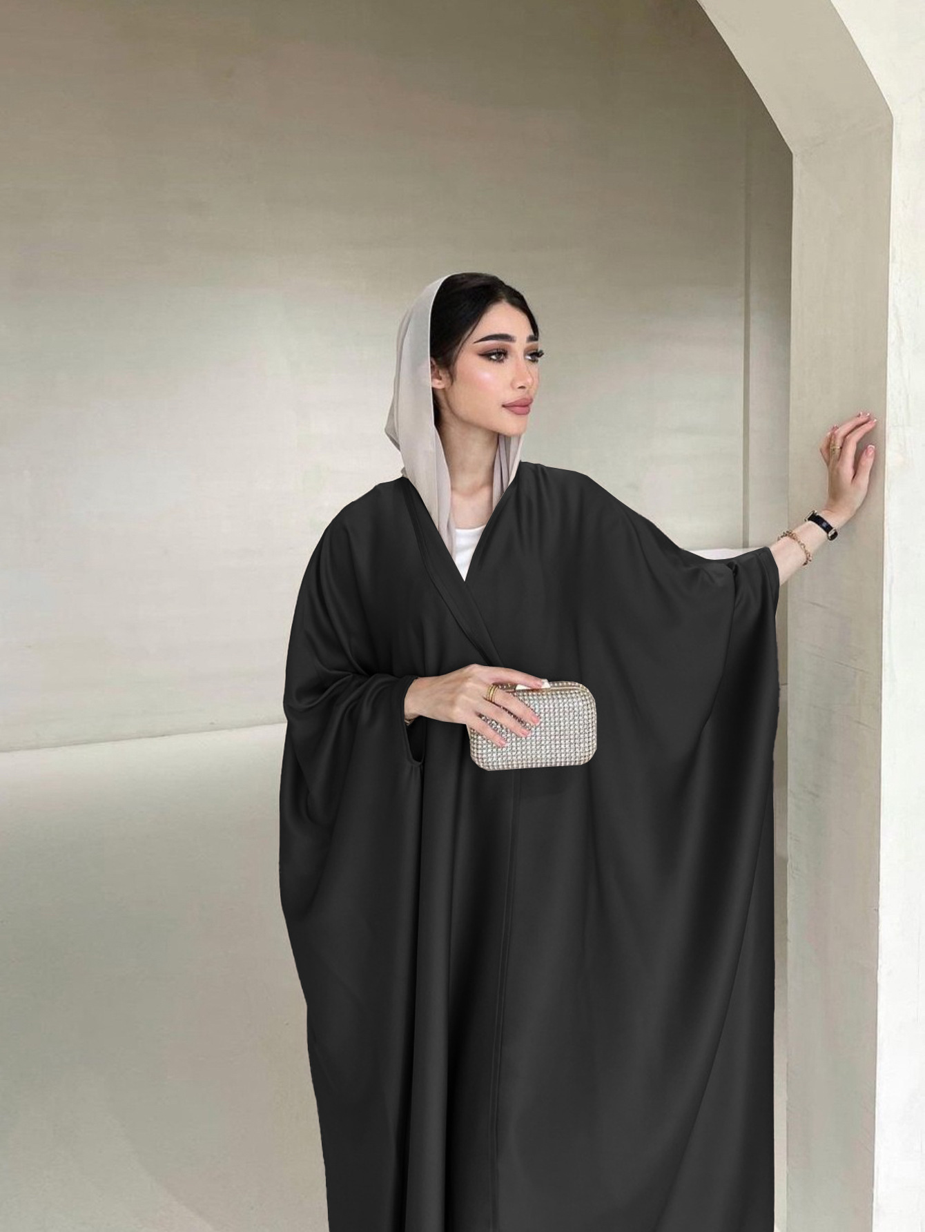 2026 Spring/Summer New Middle Eastern Style Robe Coat, Fashionable Elegant, Soft And Lightly Draped Batwing Sleeve_ecoleips.com