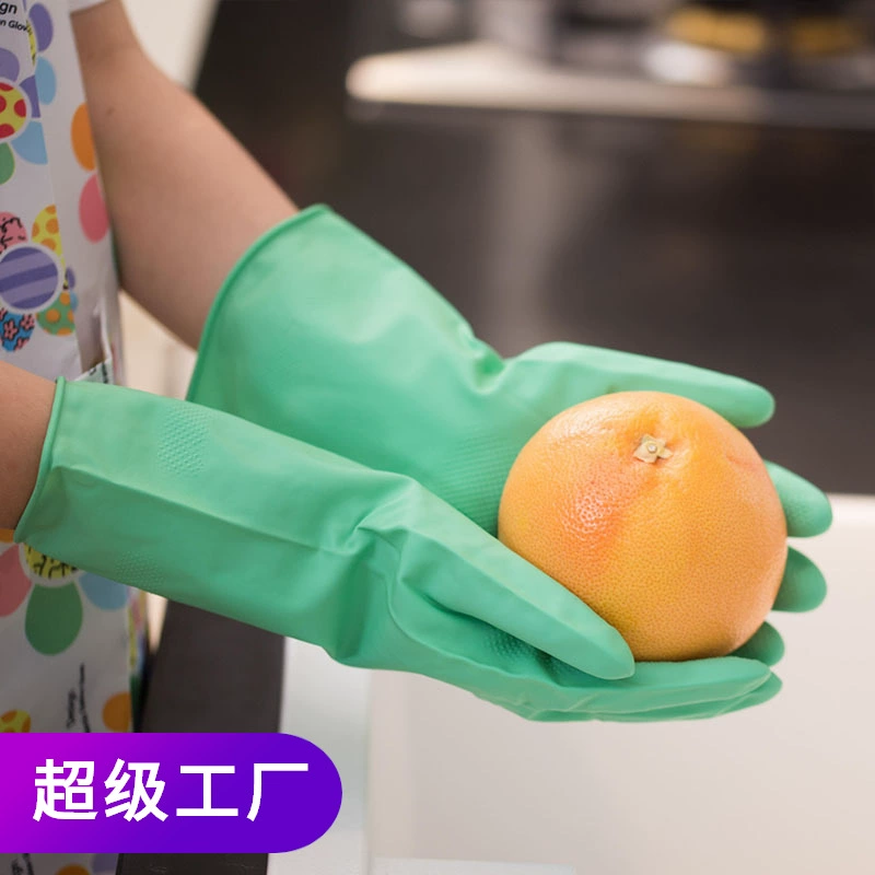 Бытовая уборка зеленые толстые латексные перчатки 60-80 г бытовые резиновые перчатки для мытья посуды Бытовая обработка на заказ