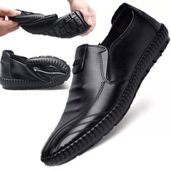 Men's Business Casual Leather Shoes Four-Season Soft Sole Fashion Bead Shoes Driving Driver Shoes One-Piece Slip-on Men's Shoes