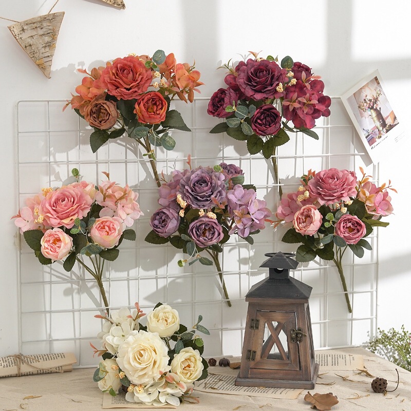 Artificial Flower Bouquets, Artificial Flowers for Stair Decoration, Wedding Vintage Peonies, Silk Flowers, European-Style Hydrangeas, Core-Filled Flowers, Fake Flowers Wholesale Artificial Flower Bouquets, Artificial Flowers for Stair Decoration, Wedding Vintage Peonies, Silk Flowers, European-Style Hydrangeas, Core-Filled Flowers, Fake Flowers Wholesale