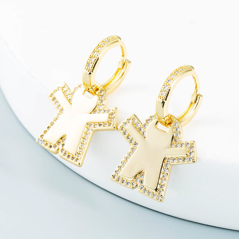 wholesale jewelry geometric heart figure copper goldplated earrings Nihaojewelrypicture3