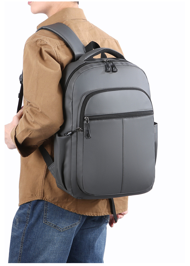 Cross-border business backpack, men's commuting and office computer bag, water-resistant double backpack, lightweight and large-capacity student schoolbag undefined