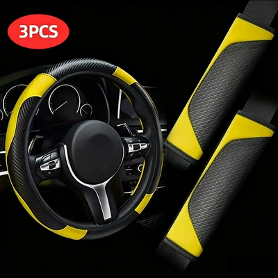 steering wheel cover without inner ring, Steering wheel cover - yellow-three-piece-set-38cm