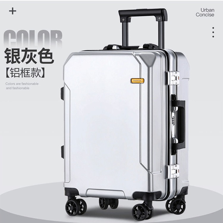 Fábrica al por mayor de equipaje duradero rueda universal hombres y mujeres marco de aluminio trolley contraseña maleta de gran capacidad