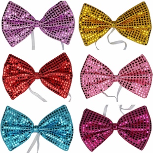 Day Prom Performance Dress Up Props Jazz Dance Bead Bow Tie Bow Tie Large Sequin Bow Tie