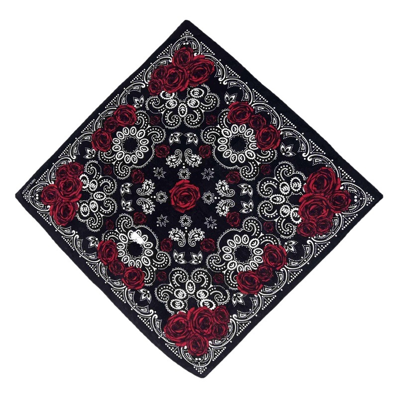 Factory direct supply cross-border rose headscarf Sports printed hip-hop cycling Autumn Travel girls square scarf spot