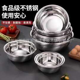 严选工厂不锈钢圆盘汤盆家用厨房和面打蛋盆烘焙专用料理盆批发