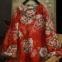 新款圆领印花秋冬棉服