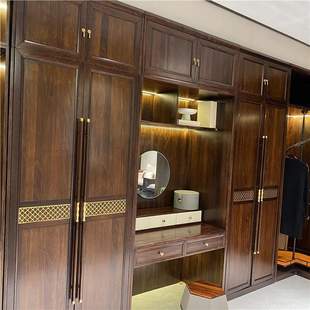 Undertake the Entire Case of New Chinese Style Whole House Solid Wood Wardrobe Storage Cabinet Modern Ebony Wood Villa Log Combination